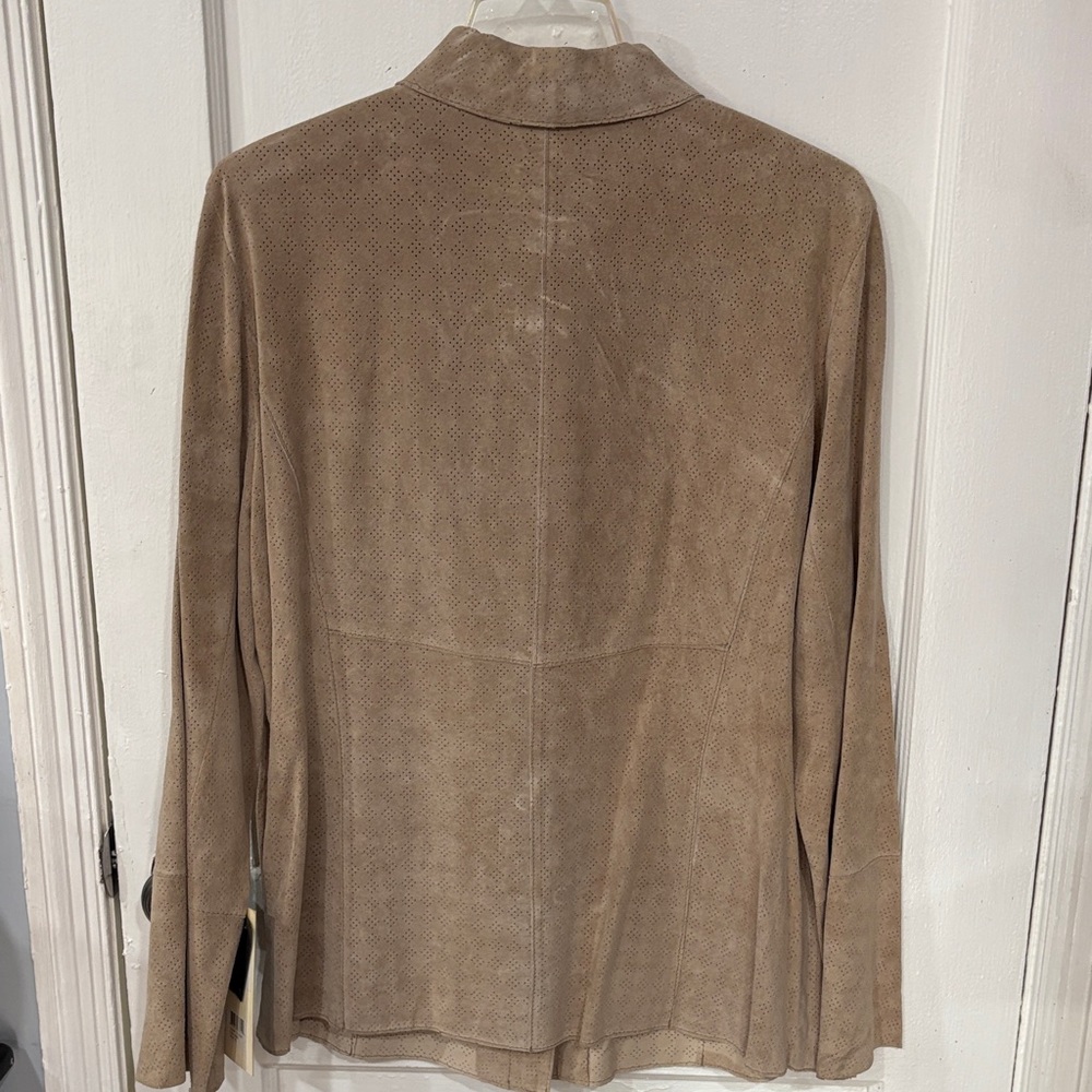 Bernardo Beige Suede Button-Up Shirt - Picture 9 of 13